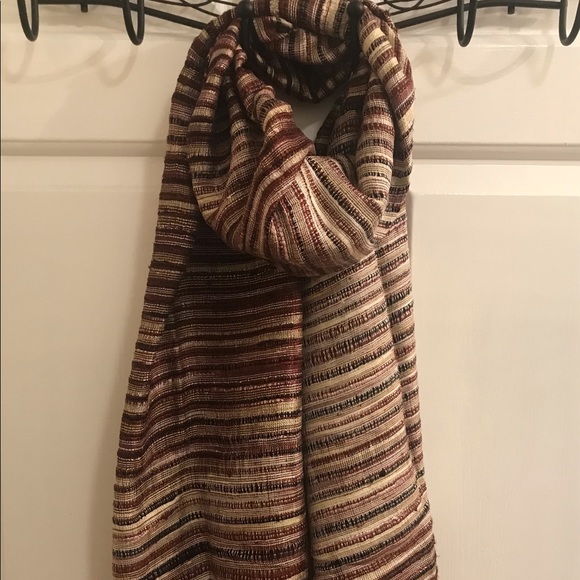 Handcrafted Thai Silk Scarf with Nubby Weave in Browns, Black, & hints of Green - Picture 4 of 8